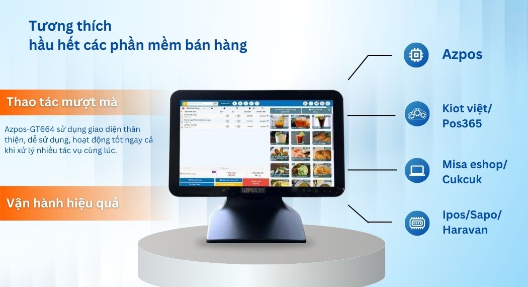 Máy tính tiền cảm ứng GT-664 dùng cho quán cafe trà sữa