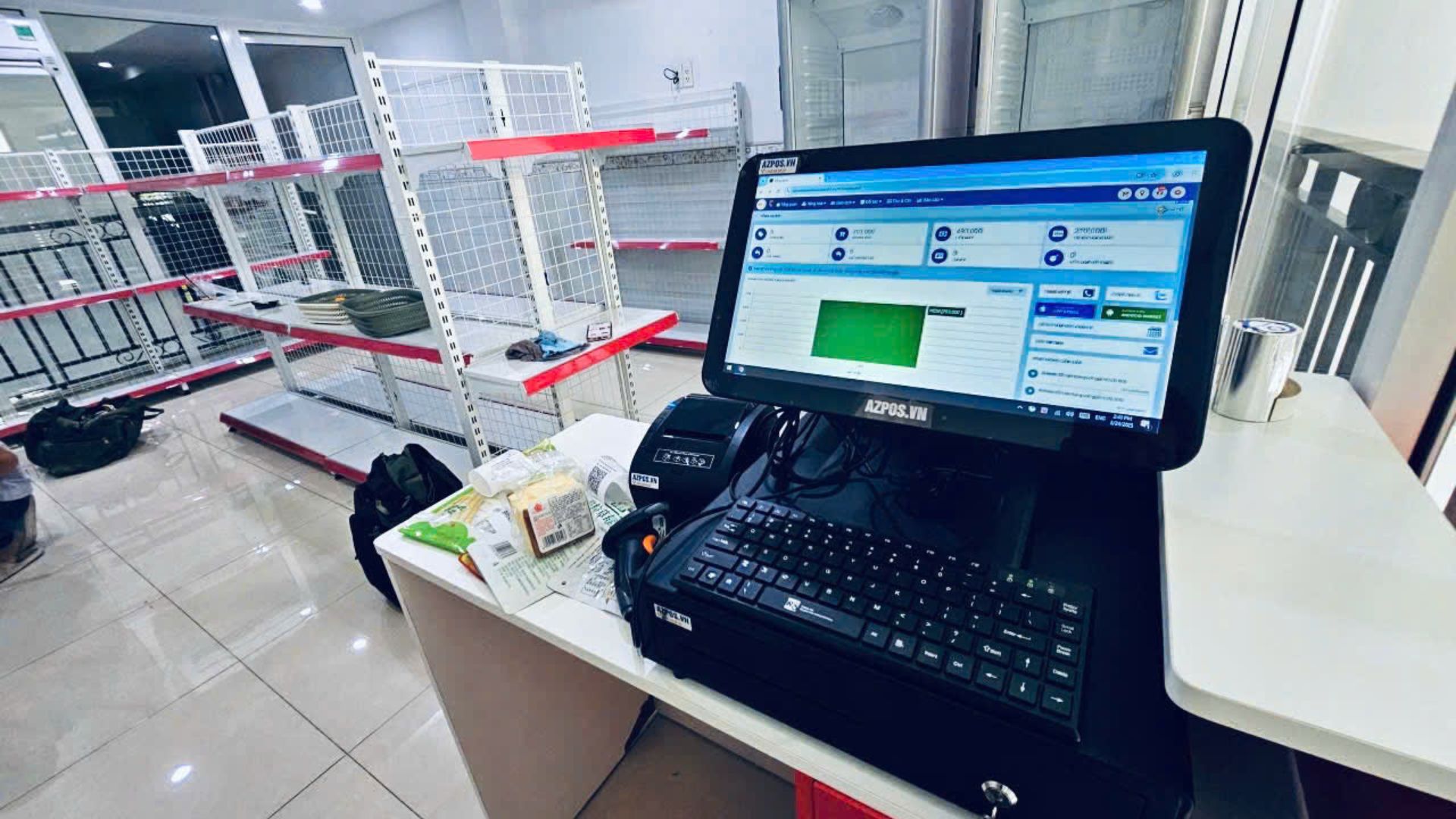 Máy tính tiền w664 cho siêu thị tạp hóa