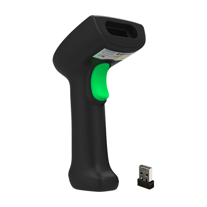 Tem thông số trên thân máy quét mã vạch iMarcone MC-3003RB đạt chuẩn CE FCC