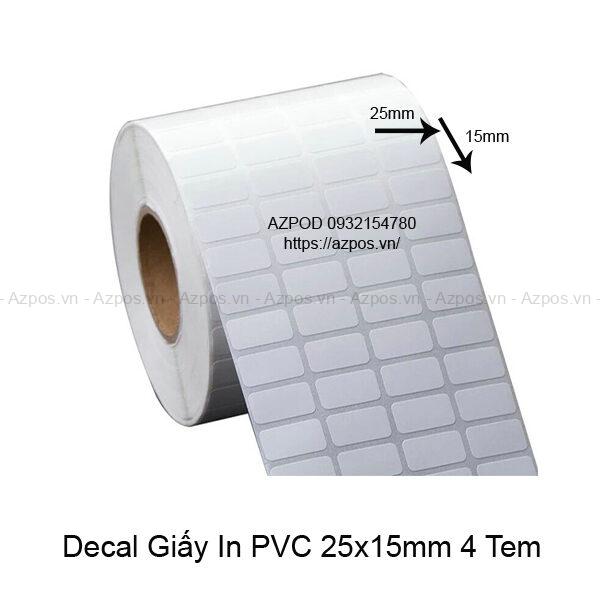 Giấy Decal In Mã Vạch PVC 4tem 15x25mm