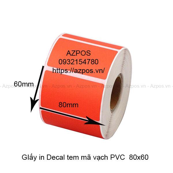 Giấy Decal In Mã Vạch PVC 80x60mm Màu Đỏ