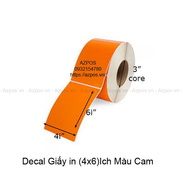 Giấy decal in tem mã vạch A6(4x6in ) màu cam