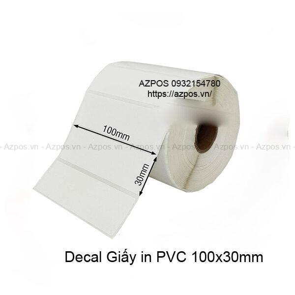 Giấy decal in tem mã vạch PVC 100x30