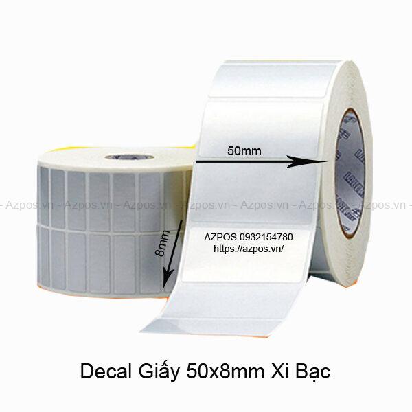 Giấy decal in tem mã vạch xám tro 50x8mm