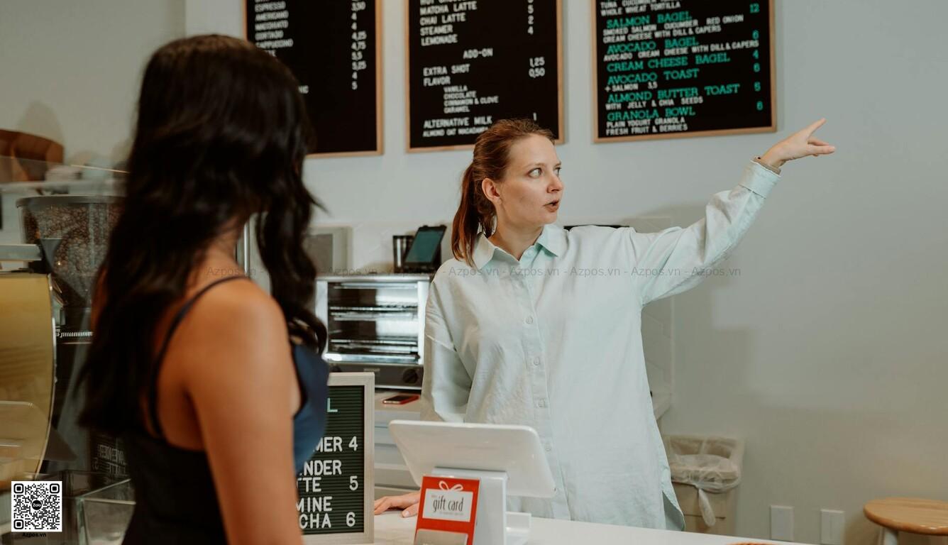 Quầy thu ngân quán ăn với POS và máy in bill